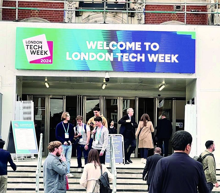 Visitors entering the London Tech Week 2024 venue