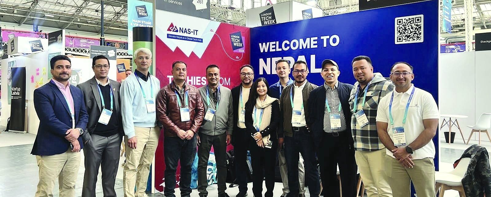 Nepali delegates at the Nepal Pavilion during London Tech Week 2024